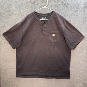 Carhartt Shirt Adult 2XL XXL Gray Loose Heavyweight Henley Workwear Chore Barn